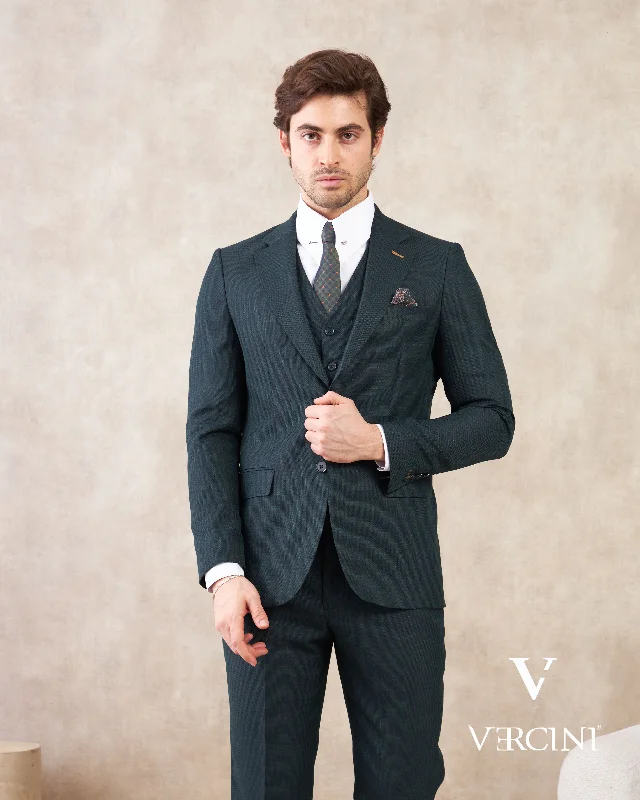 Chunky Sneakers Vercini Verdant Vogue Three-Piece Men's Suit